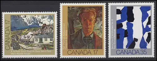 Canada: peinture Paintings Impressionnisme Fortin, Varley, Borduas, 3 timbres **