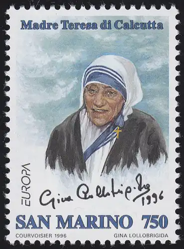 San Marino: EUROPA / CEPT Mutter Teresa von Kalkutta 1996, Marke **