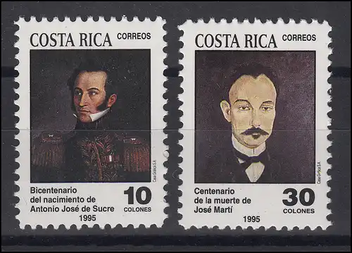 Costa Rica: Gemälde Paintings Antonio José de Sucre & José Martí, Satz **