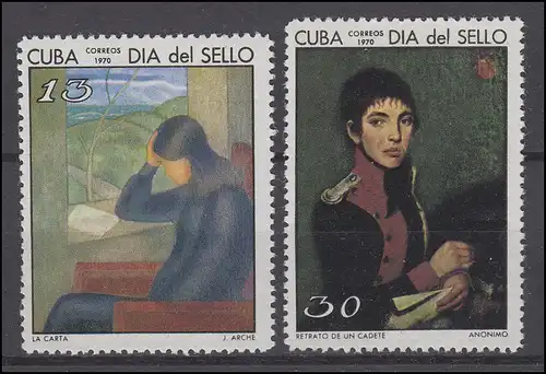 Jour du timbre Peinture Paintings La Lettre The Letter 1970, 2 Valeurs **