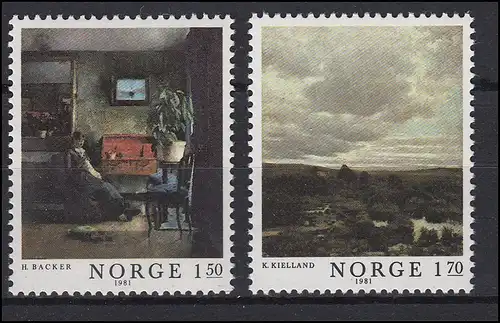Norvège: peinture & Paintings - H. Backer & K. Kielland, 2 valeurs, ensemble **