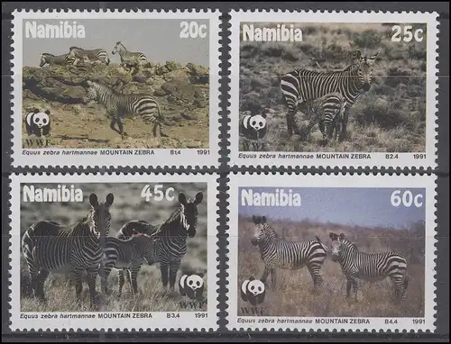 Namibia WWF: Bergzebra & Hartmannzebra Equus zebra, 4 Werte, Satz **