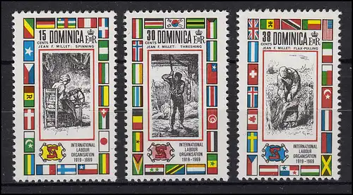Dominika Labour Organisation 1919-1969 Peinture Paintings J.F. Millet, 3 valeurs **