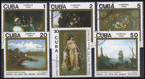Caraïbes peintures Paintings Faivre, Vernet, Le Brun, Boudin 1989, 6 valeurs O