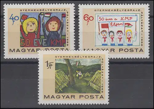 Ungarn: Kinderzeichnungen 1968, 3 Werte, Satz gezähnt **