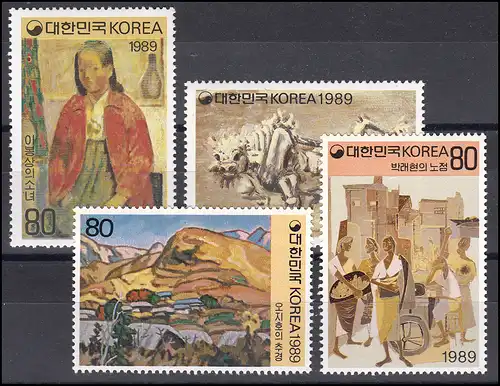Corée: peinture / Paintings Modern Art 1989, 4 valeurs, ensemble **