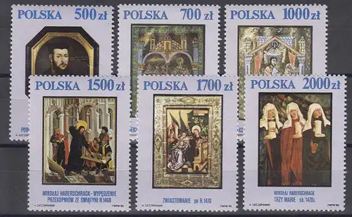 Pologne: Peinture des motifs chrétiens 1990, 6 valeurs, ensemble **