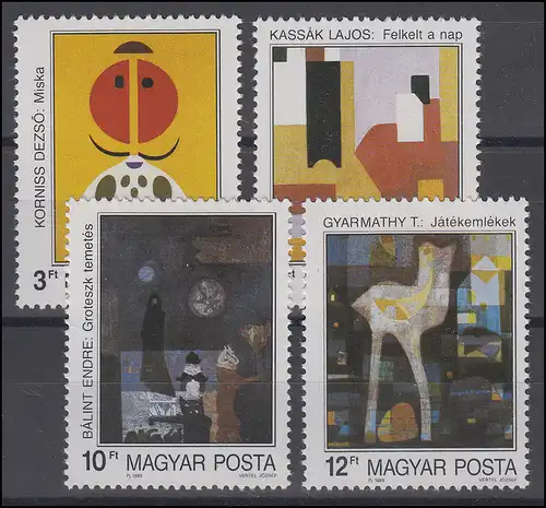 Hongrie: Art moderne 1989 & peinture, 4 valeurs, ensemble **