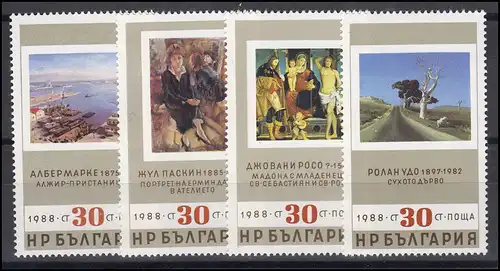 Bulgarie: Peintures anciennes et nouvelles 1988, 4 valeurs, ensemble **