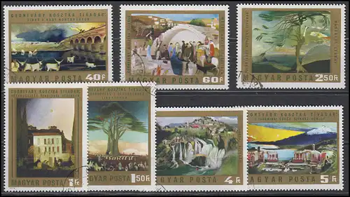 Hongrie: peintures "paysages," 7 valeurs, ensemble O