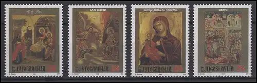 Yougoslavie: Fresques & Peintures murales - Saint 1996, 4 valeurs, ensemble **