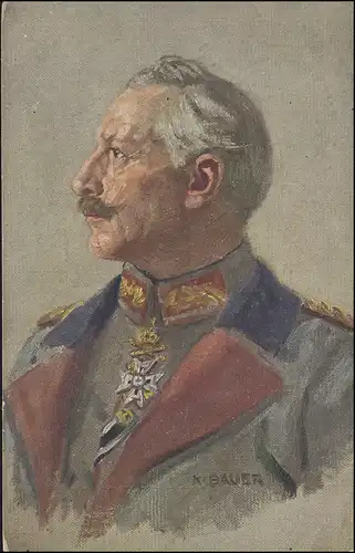 AK Kaiser Wilhelm II en tant que carte postale de terrain STUTTGART 15.11.1915 au front