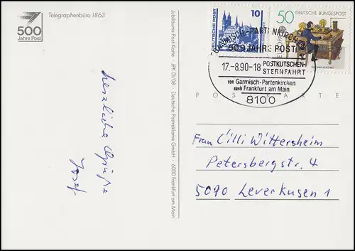 1011 Telegraphenbüro MiF AK Telegraphenbüro SSt Garmisch-Partenkirchen 17.8.1990