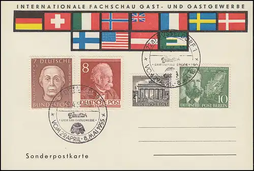 Messekarte Fachschau Gast- und Gastgewerbe, SSt DÜSSELDORF 29.4.1955