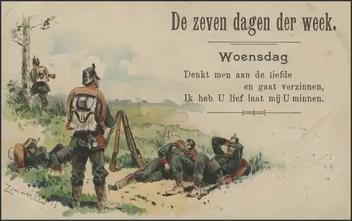 Niederlande Ansichtskarte: Die 7 Tage der Woche - Mittwoch, gelaufen 1911