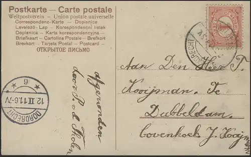 Pays-Bas Carte de vue: Les 7 jours de la semaine - Mercredi, couru 1911