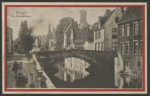 Carte de vue 1ère guerre mondiale: Bruges - Le pont des chevaux, Düsseldorf 1.1.14