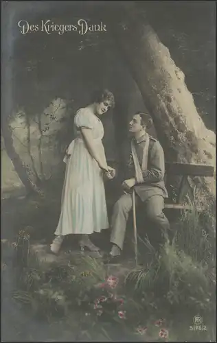 Ansichtskarte 1. Weltkrieg: Des Kriegers Dank, Feldpost Halle/Saale 15.2.16