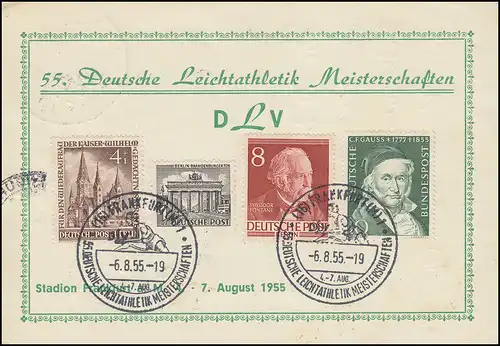 Carte 55. Championnats d'athlétisme allemand, SSt FRANKFURT 6.8.55