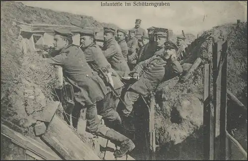 Ansichtskarte Feldpost Das Deutsche Heer: Infanterie im Schützengraben 30.7.17