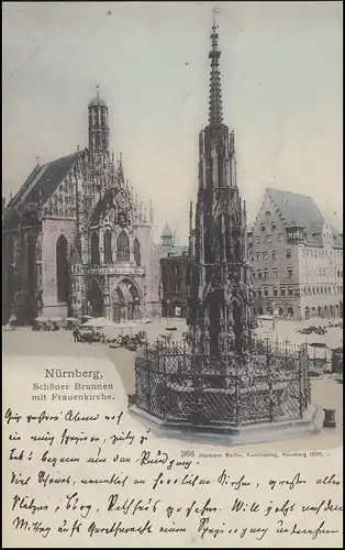 Ansichtskarte Nürnberg - Brunnen / Frauenkirche EF 5 Pf. NÜRNBERG 1. - 31.8.99