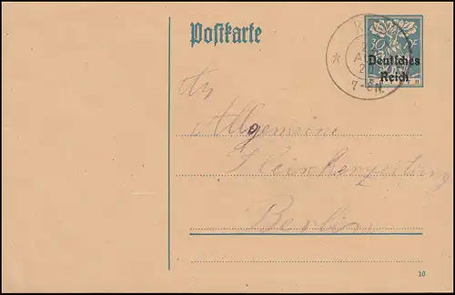Carte postale P 128 Édition d'utilisation de deux cercles RÖTZ 25.8.1920 à Berlin