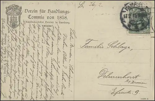 Ansichtskarte Hamburg: Verein für Handlungs-Commis von 1858, 17.2.1915