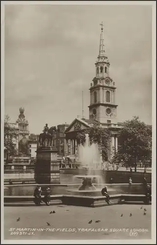 Ansichtskarte London: St.-Martin-Kirche und Trafalgar Square, 21.11.1938