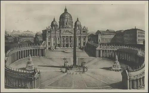 Carte de vue Rome/Italie: Place Saint-Peters avec église, Rome 17.7.1931