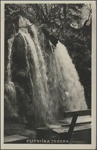 Carte de vue Plitvice Lacs: cascade, Plitevicka Jezera/Yougoslavie 11.6.36