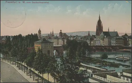 Ansichtskarte Frankfurt/Main: Panorama vom Deutschherrnkai, Frankfurt 1.6.14