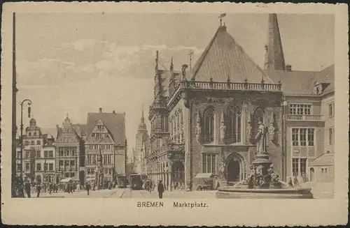 Carte de vue de Feldpost: Bremen/Marktplatz, Delmenhorst 28.6.16 vers Berlin