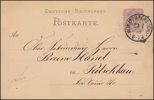 Carte postale P 12/02A paragraphe 5 Pfennig DV 585 MÜNSTERBERG (SCHL.) 23.7.1885
