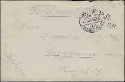 Poste de terrain SB F.P.B. - REKB DEP I - 40 II. FELDPOST 40. Div. Inf. après Lunzenau