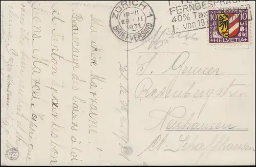 Schweiz Ansichtskarte Der Zürichsee als Landkarte, EF 242 ZÜRICH 28.11.1931 