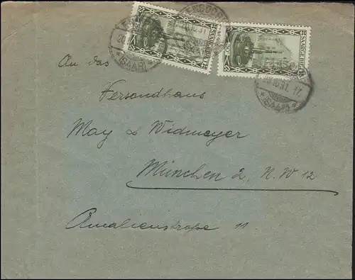 112 Landschaften 30 C. portogerechte MeF Brief ENSDORF 20.10.1931 nach München