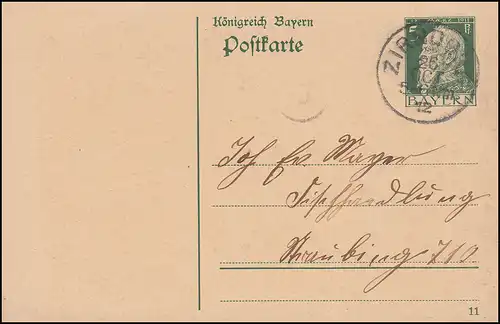 Bayern Postkarte P 87I/01 Luitpold DV 11, Encercle ZIRNDORF 26.10.1912