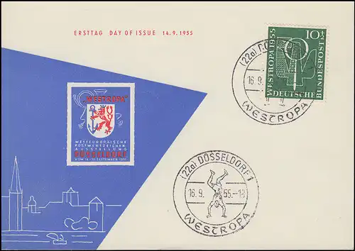 217 Briefmarkenausstellung WESTROPA 10 Pf. auf Maximumkarte ESSt DÜSSELDORF