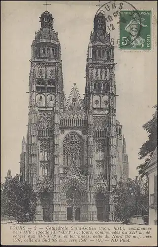 France Carte de la cathédrale Saint-Gatien à Tours, TOURS 12.9.13