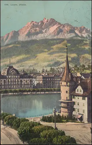 Schweiz Ansichtskarte Luzern - Pilatus, S. GOTTARDO 10.8.1909 nach Bochum