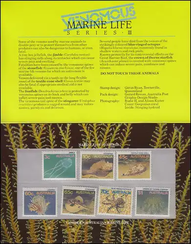 Australie Vie marine toxique Série III avec 972-978 phrase 1986 dans le folder