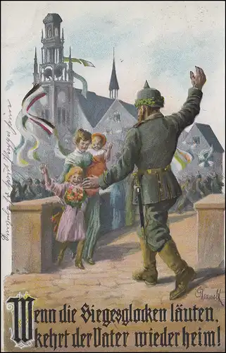 Poste de campagne Propaganda-AK Quand les câlins de victoire sonnent ... BAYER. FELDPOST 17.3.15