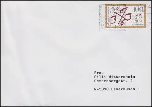 1612 Adam Riese auf Brief Annaberg-Buchholz Adam Ries Festwoche Juli 1992