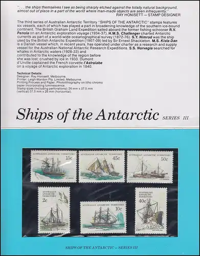  Australisches Antarktis-Territorium Ships / Schiffe Series III im Folder 1981