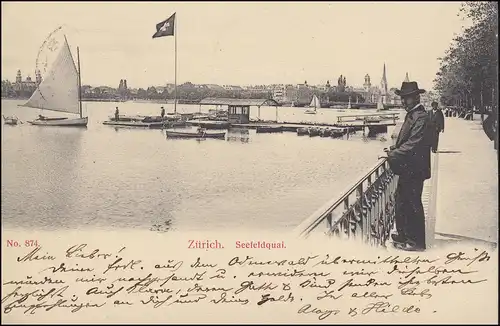Ansichtskarte Seefeldquai ZÜRICH (FLUNTERN) 8.11.1907 nach WÜRZBURG 9.11.07