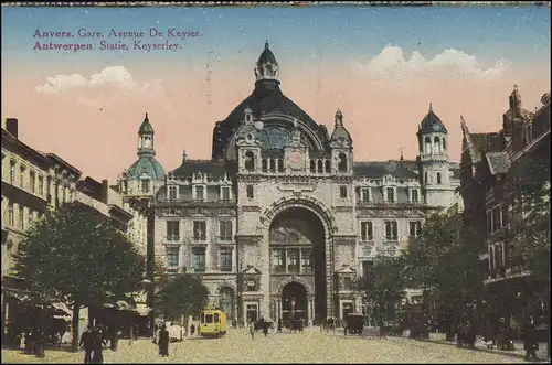 Belgien Ansichtskarte Antwerpen / Anvers: Gare, Avenue De Keyser, 23.8.1922