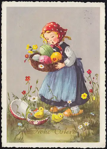 Pays-Bas 14 stettes du Danube sur la Nouvelle-Ulm (Danube), sur carte de Pâques vers 1959/1960