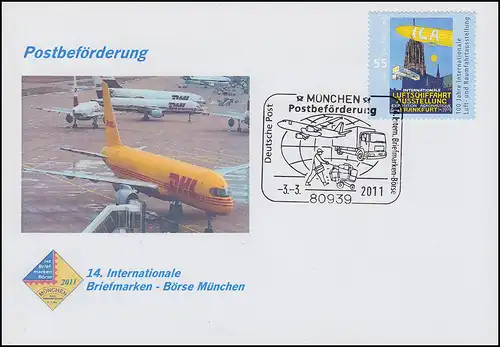 Schmuck-Brief 14. Briefmarken-Börse München, SSt MÜNCHEN Postbeförderung 3.3.11