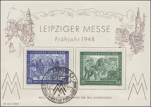 967-968 Leipziger Springsmesse 1948 sur carte de cachet avec ESSt Leipzig 2.3.1948