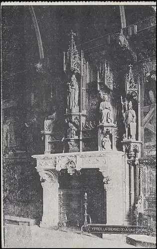 Feldpost Landsturm-Inf.-Batl. München AK Ypres Kamin des Esszimmers TURNHOUT 